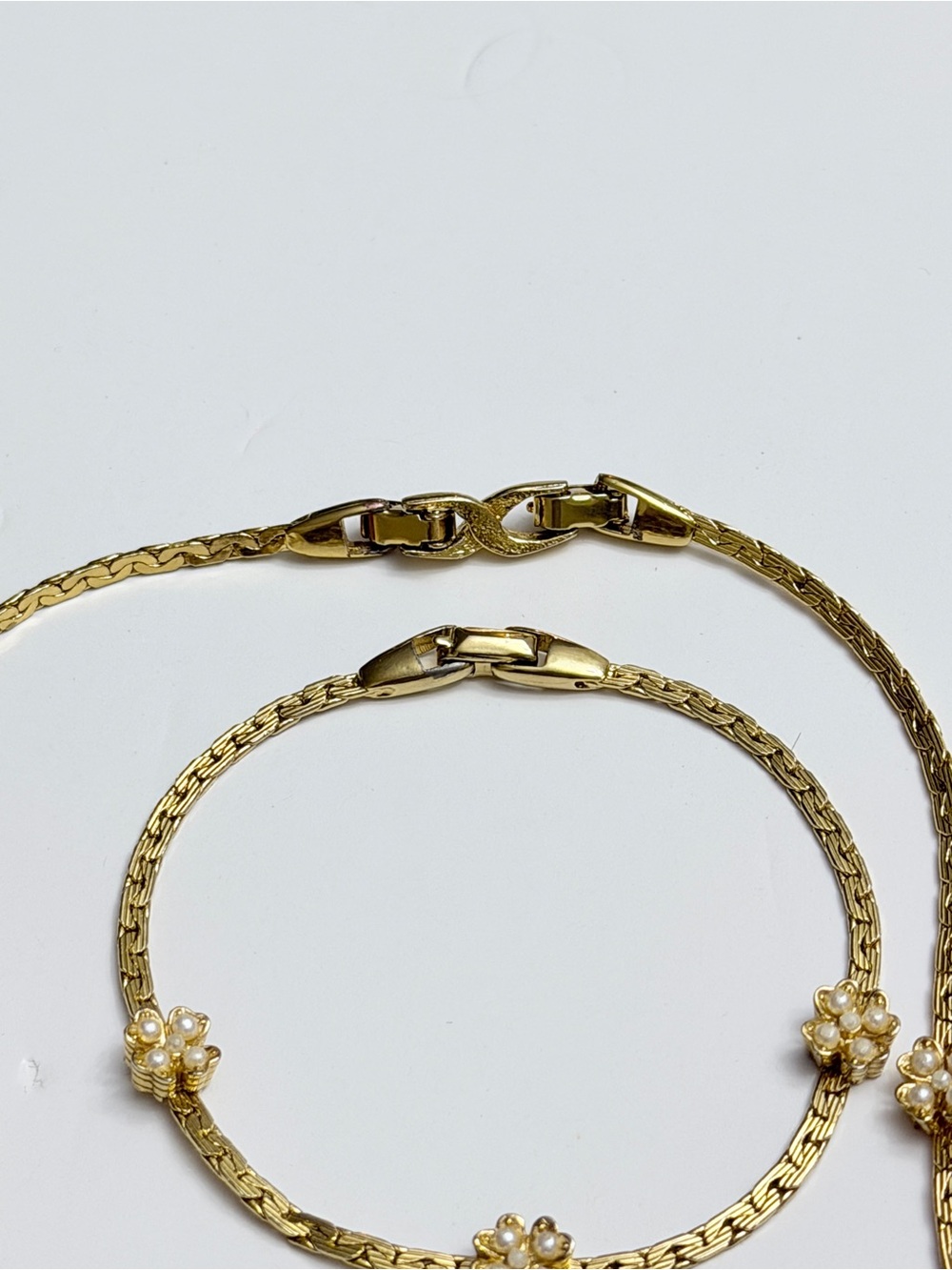 Vintage Floral Station Necklace & Bracelet Set Gold Tone - Picture 4 of 7